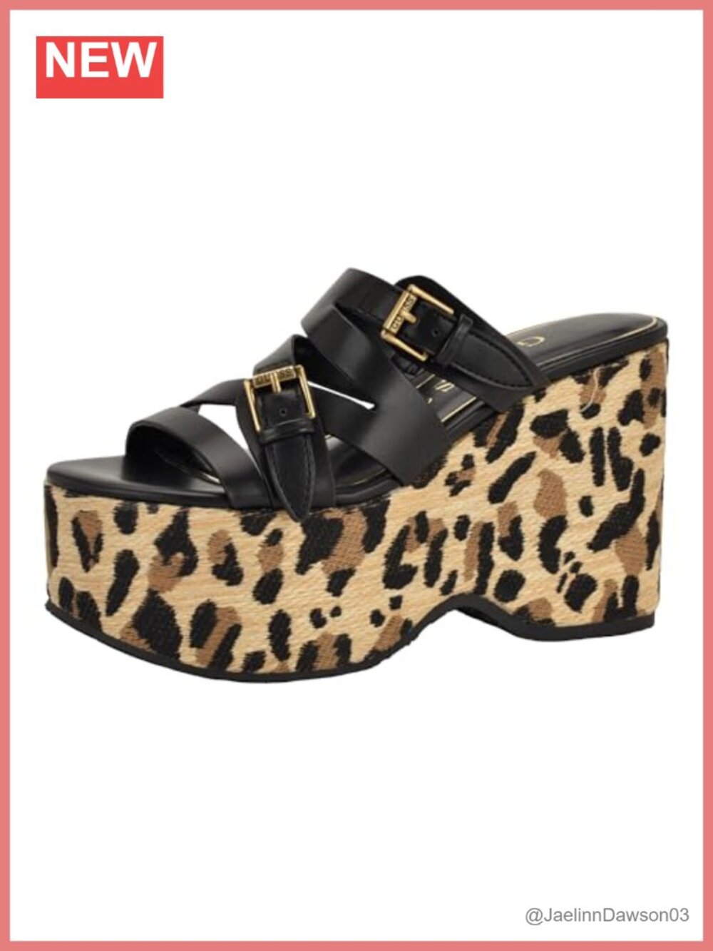 GUESS Nailah Women's Platform Wedge Sandals Faux Leather Open Toe Slip On 4.25